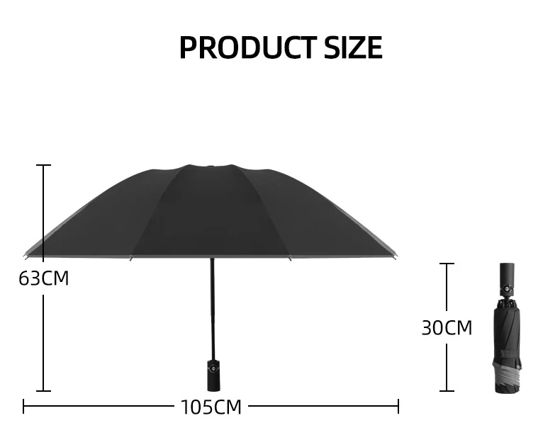 Automatic Reverse Umbrella Men Led Luminous Windproof Folding Business