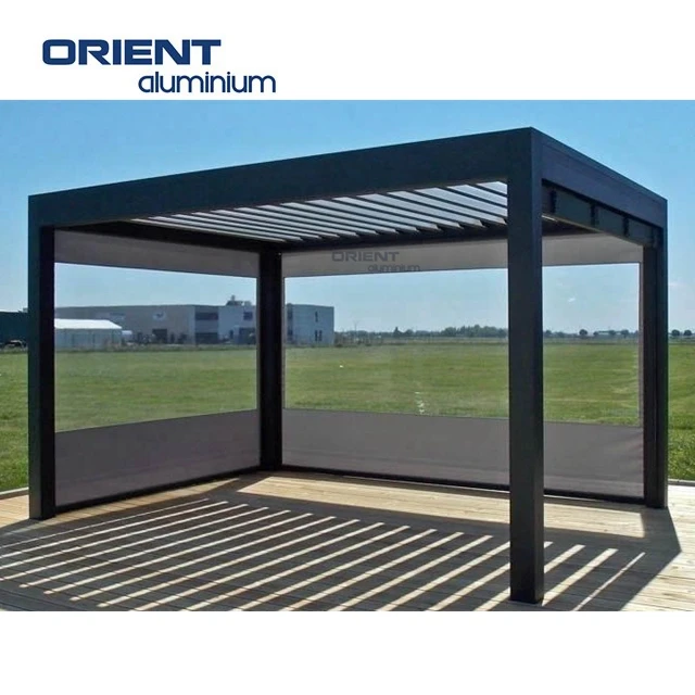 Custom Bioclimatic Pergola Motorized Waterproof Customized Modern Louvered Roof Aluminum Pergola