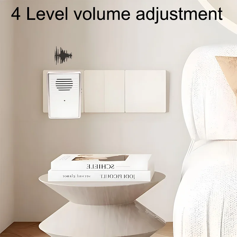 LUCKARM Black Wireless Plug-Powered Doorbell High Quality 38 Melody Chime Ring Home Apartment Easy Installation Modern Design