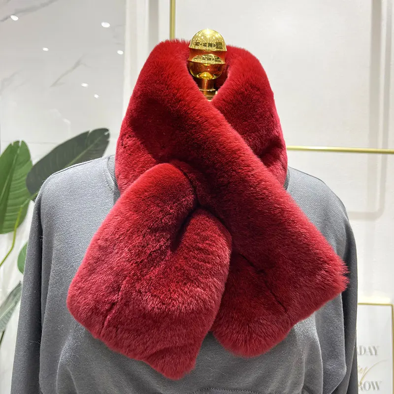 Rex Rabbit Fur Scarf Doublesided Thickening Warm Real Fur Winter