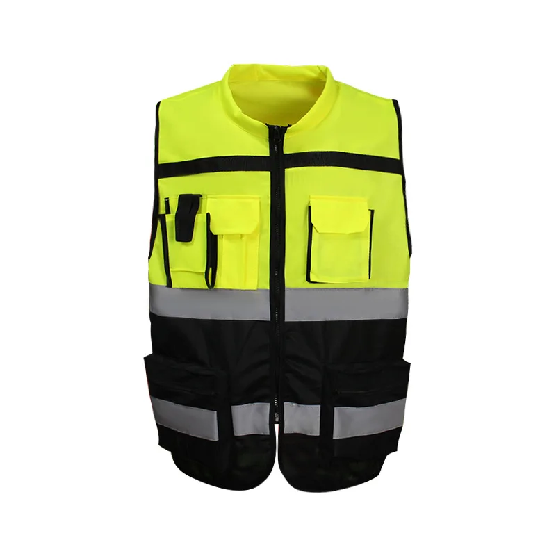 Reflective Jacket Customized Safety Traffic Two Toned Zip up Style Safety Jackets Vest for Construction Workers