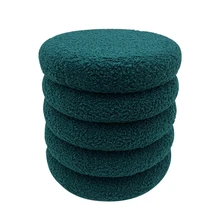 Fashion Custom Round Storage Ottoman Footstool Chair Velvet Ottoman Set