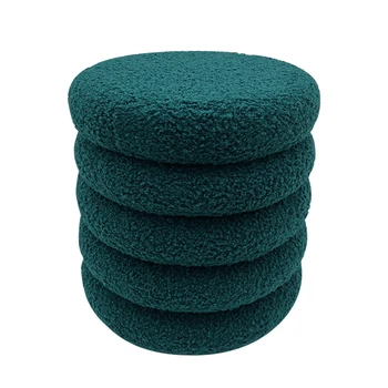 Fashion Custom Round Storage Ottoman Footstool Chair Velvet Ottoman Set