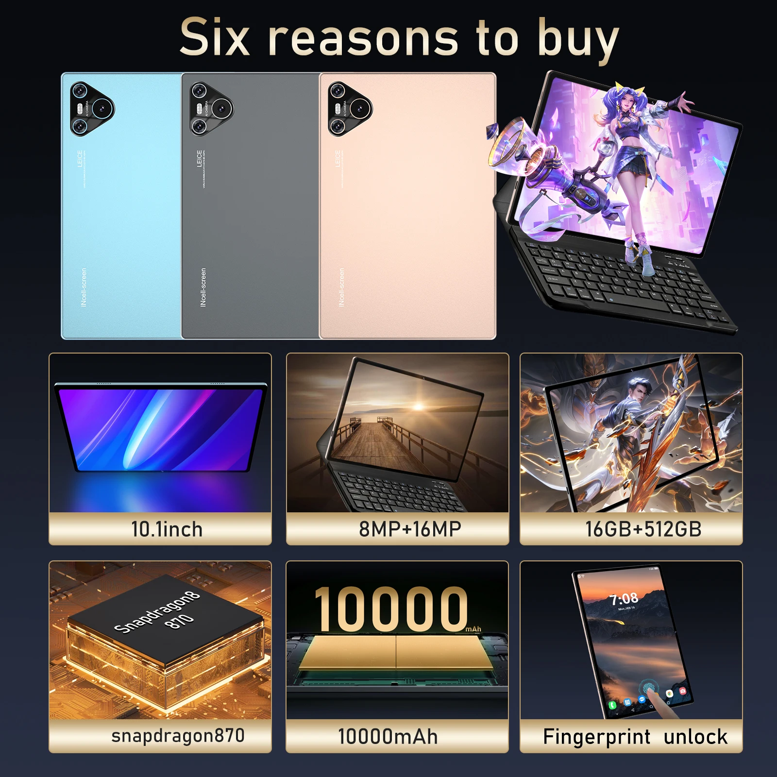 12GB RAM Rugged Android Tablet - 512GB ROM, 10.1