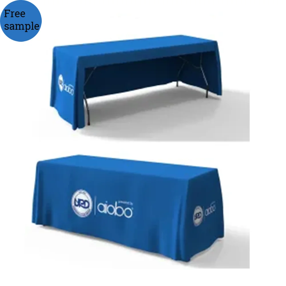 All Size Trade Show Printed logo Polyester Table Cover Table Cloths Custom Desk Covers Desk Cloth for Exhibition