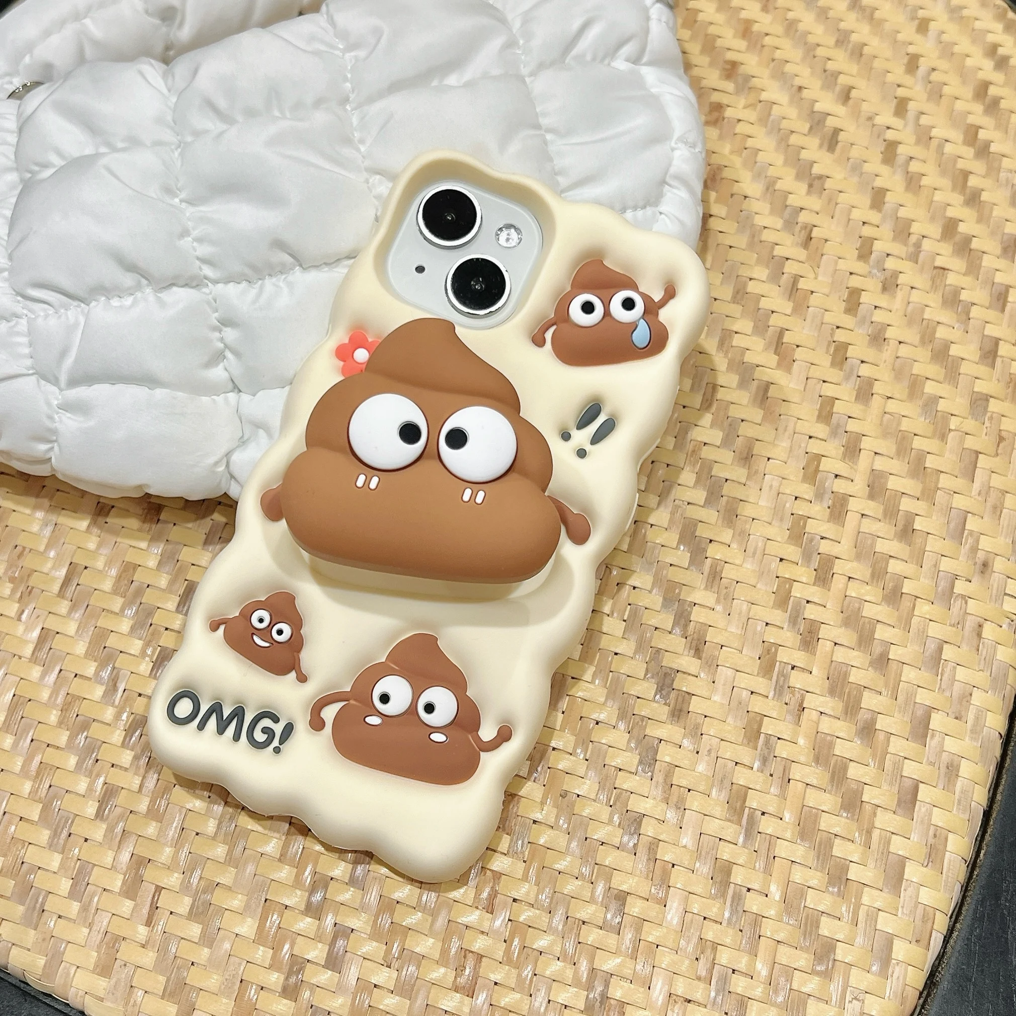Fashion Cartoon Poop Retractable Stand Funny Silicone Shockproof ...
