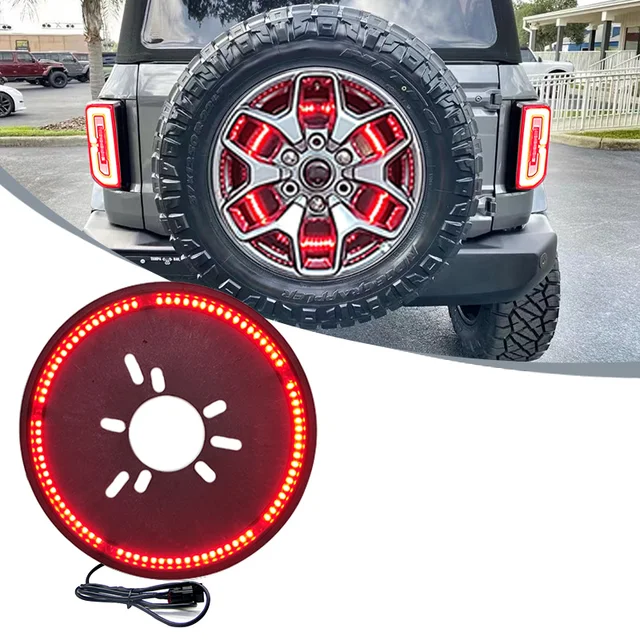 Super bright red spare tire light, third LED rear wheel light, spare tire brake light suitable for Ford Mustang 2021, 2022