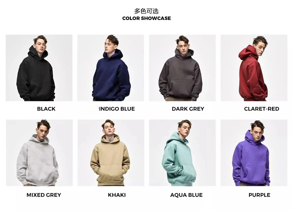 Custom French Terry Hoodies Oversized Embroidery Thick Heavy 450 Gsm Men's Hoodies Blank Hoodie