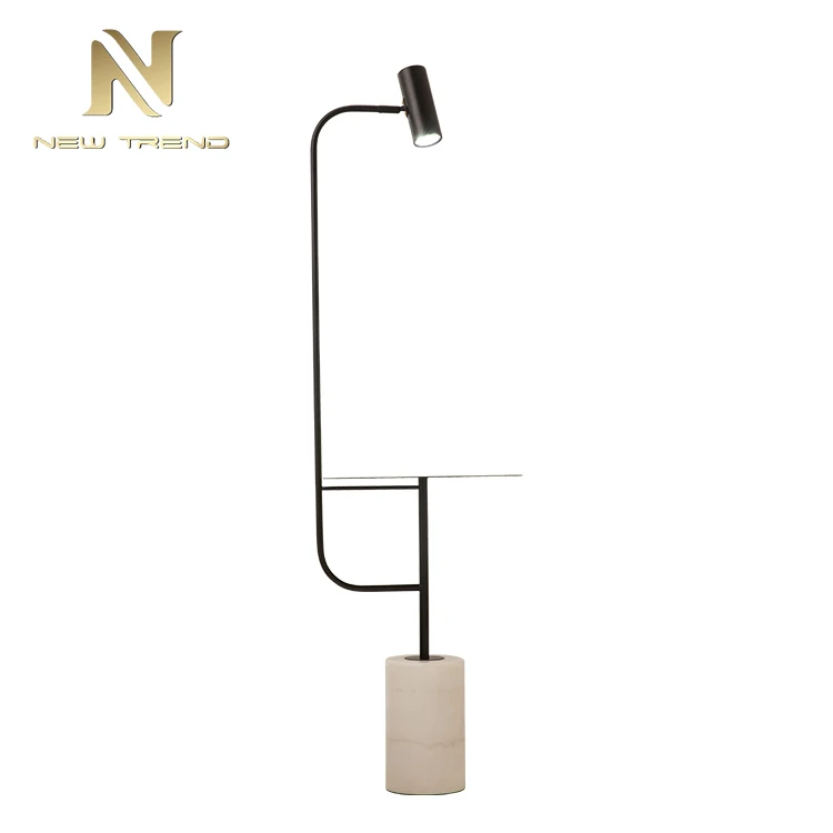 LCJ-F046 Modern Style Indoor Decoration Fixture With Small Marble Table Adjustable Led Floor Light