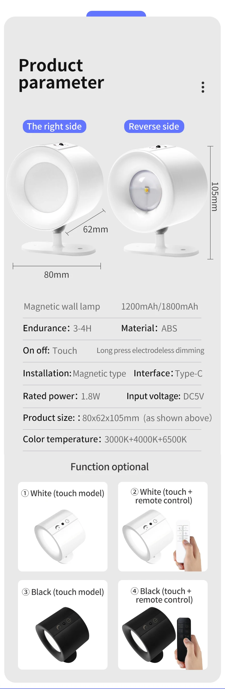 Wireless Round Cob Wall Lights Lamp 360 Rotating Magnet Fixation bedroom Stairs Hallway Kitchen Wall Light Inside Battery