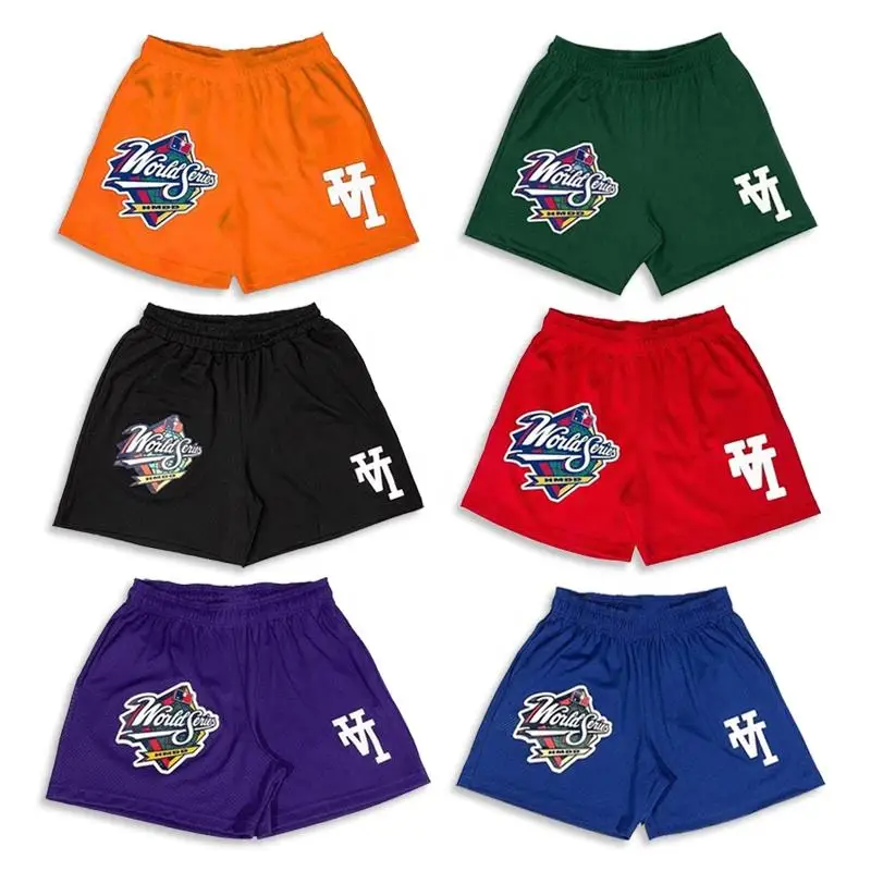 Custom Sweat Shorts Print Polyester Cotton 5 Inch Inseam Shorts Workout Basketball Running Gym Mesh Shorts for Men gallery 5