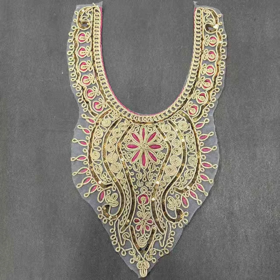新品未使用【IENA×MARGE】lace embroidery collar ZSY Embroidery Polyester Lace Collar Neck with Golden Powder Beads