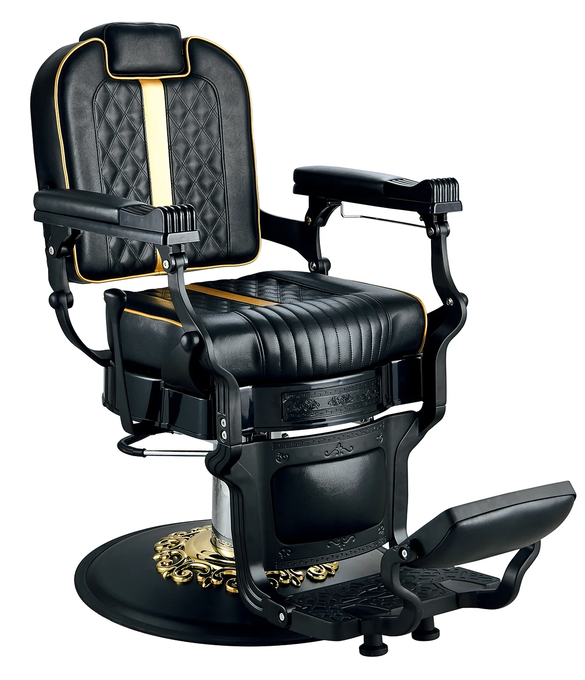 Cast Iron Retro king Barbers Chair Round Base Flat Black for Men