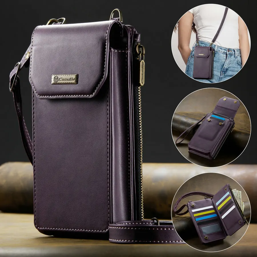 CaseMe R20 RFID Fold Case for Samsung Z Fold 6 5 4 Universal Crossbody Multi-Functional 10Card Slot+1Phone Pocket+ 1Zipper Cases