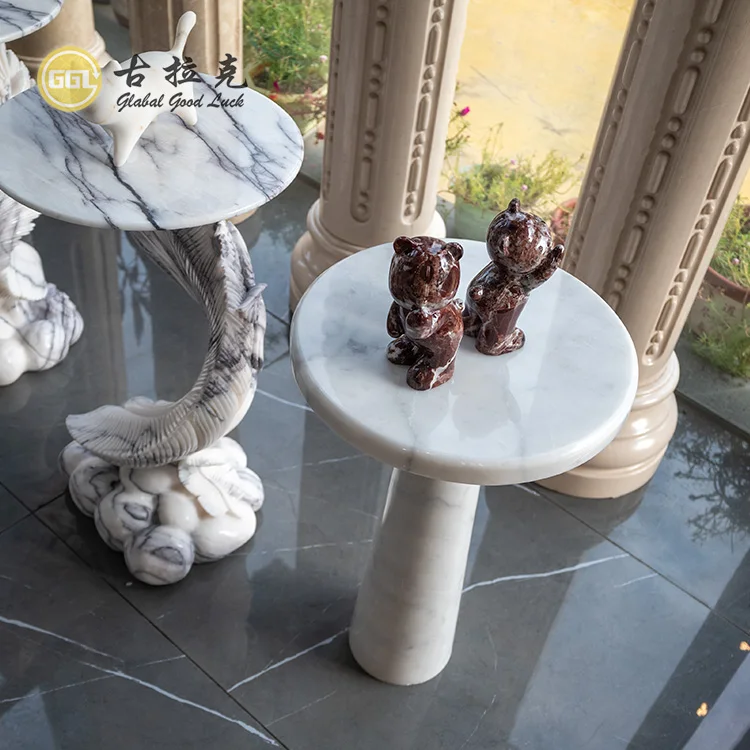 Natural Carrara White Marble Countertops Vanity Tops & Table Tops End Table with Elegant Design