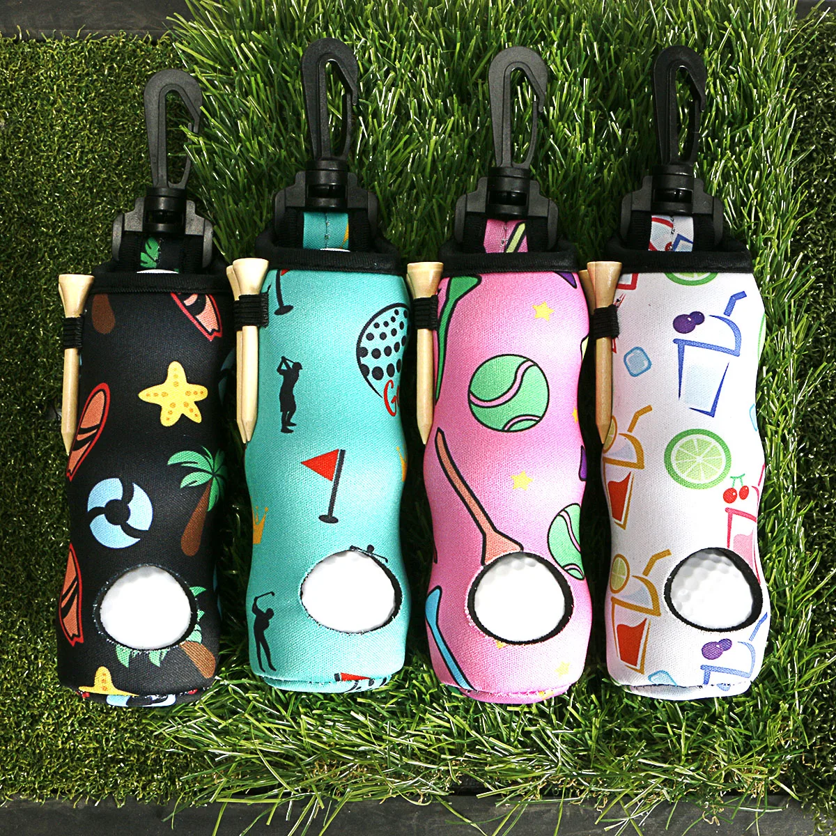 Custom Print Neoprene Golf Ball Carry Bag Golf Tee Holder Pouch Portable Golf Ball Storage Bag