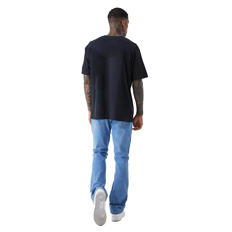 Custom Logo Men's Casual Blue D istressed Vintage Wash Jeans Trousers Men Custom Flares Denim Pants Jeans