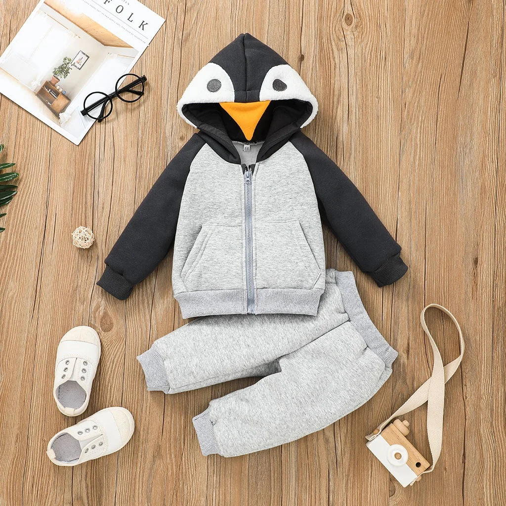 3-24 Months Baby Boy Girls Clothes Outfits Sets Suits Hooded Sweater Tops+Pants 