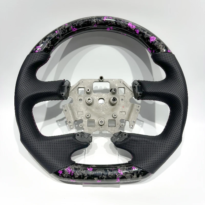 Forged Carbon & Perforated Leather Steering Wheel for Ford Falcon FG / FGX – Purple Accents