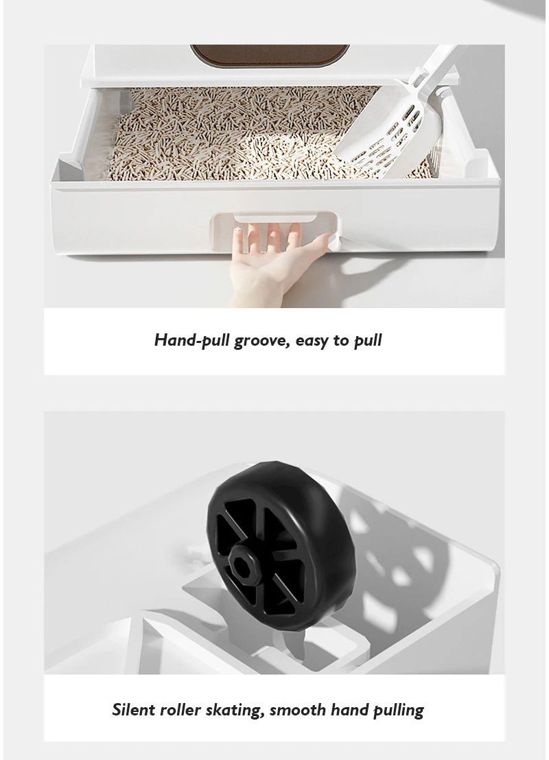 NEW Litter Box Super Large Fully Enclosed Top in Cat Toilet Deodorizing Cat Front in Top Out Spatter Drawer Extra Large details