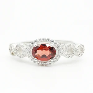 High Quality Engagement Ring Ingenious Female Lovely Red Stone Silver Wedding Ring OEM Expert