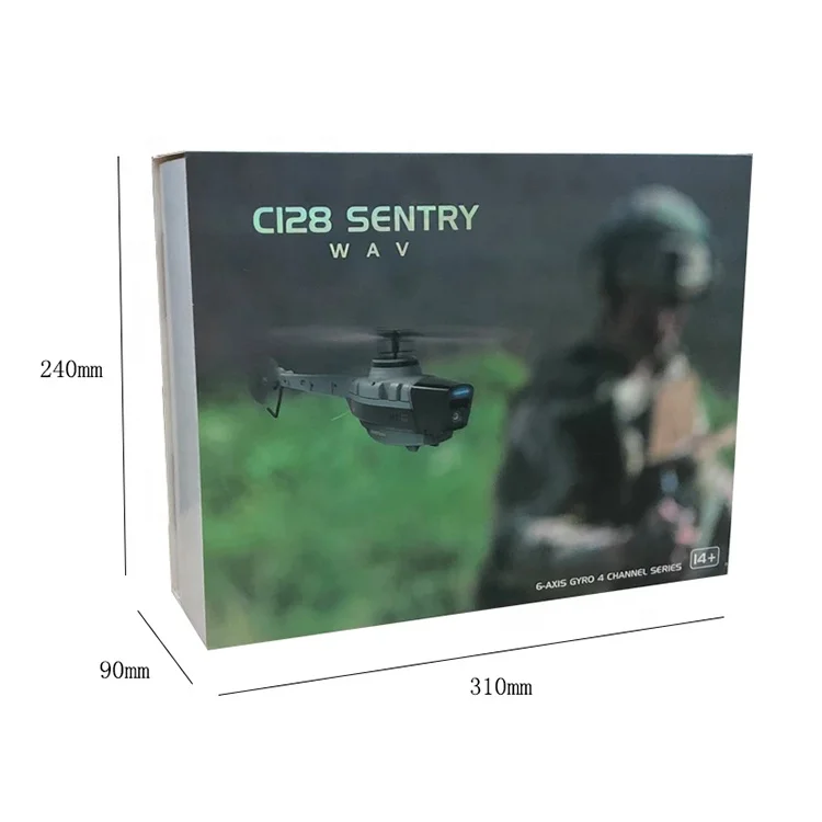 C128 RC Helicopter 4CH Single Propeller Radio Control Model Aileron Mini Black Bee 1080P HD Aileron Less Aerial Photography