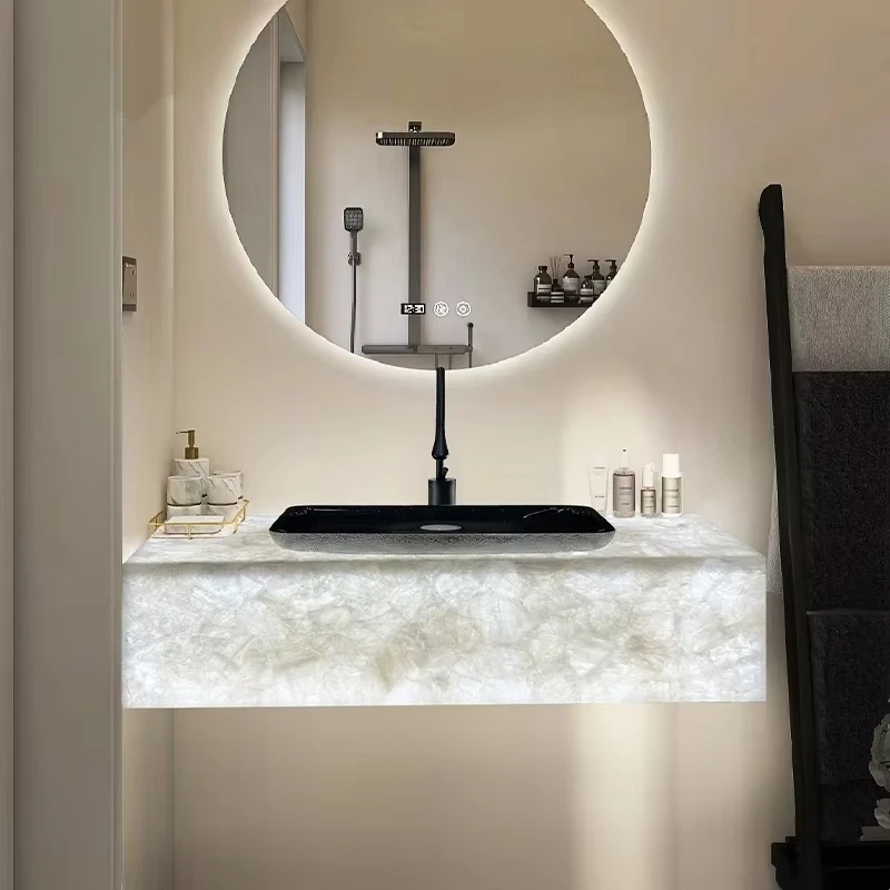 Custom Translucent Luxury Stone Onyx Marble White Crystal Quartz Stone Bathroom Vanity Top Kitchen Countertop