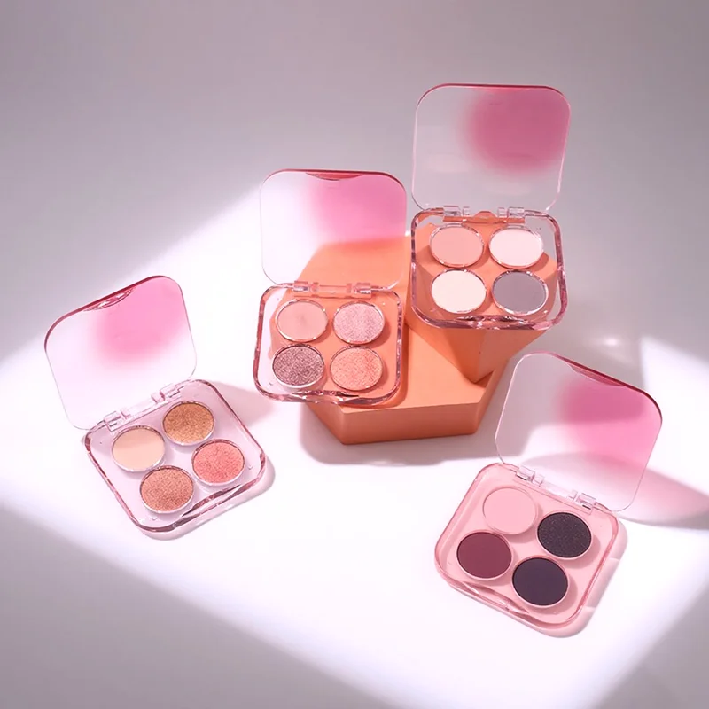 New Arrival OEM 4-Color Portable Eye Shadow Palette Shimmer and Matte Cosmetics Eyeshadow Palette for Valentines Day Gifts supplier