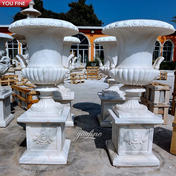 Large Stone Garden Pots Antique Marble Vase Natural Stone Flower Pot