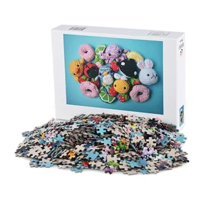 Manufacturer Custom Printed Knitted Doll Pattern Puzzle 1000 Pieces World Map Jigsaw Puzzle for Children and Adults