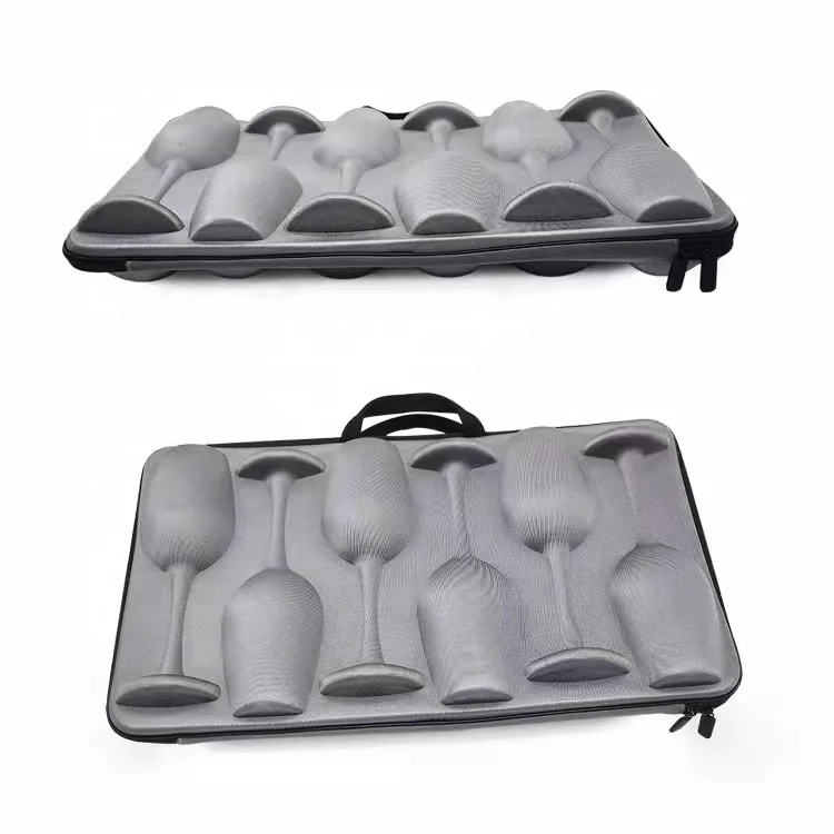 Hard Shell Protective Eva Display Travel Portable Champagne Wine Cup Glasses Carrying Case