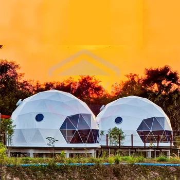 Factory Price Family Wild Glamping Vacation Prefab House 6m Waterproof Camping Dome Tents Circle Tent Outdoor