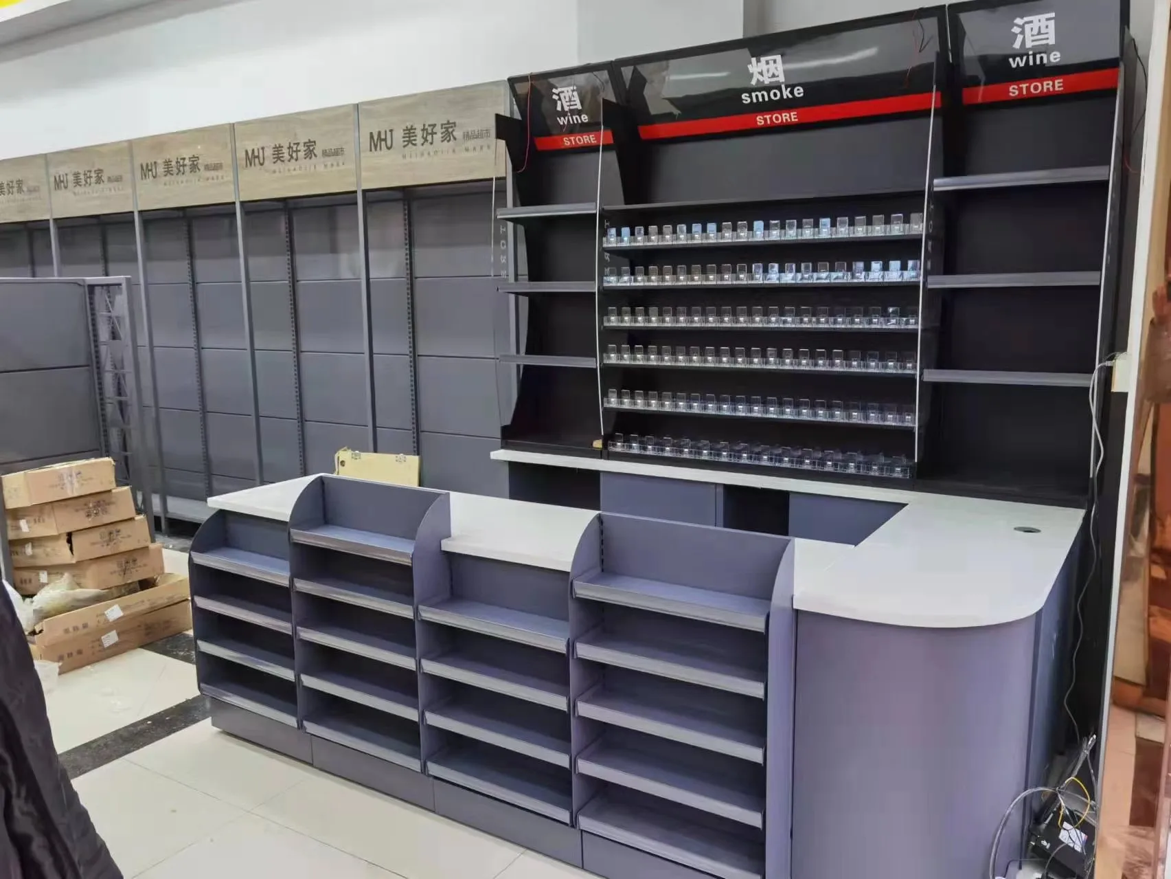 Metal Cash Counter Table Design in Shops