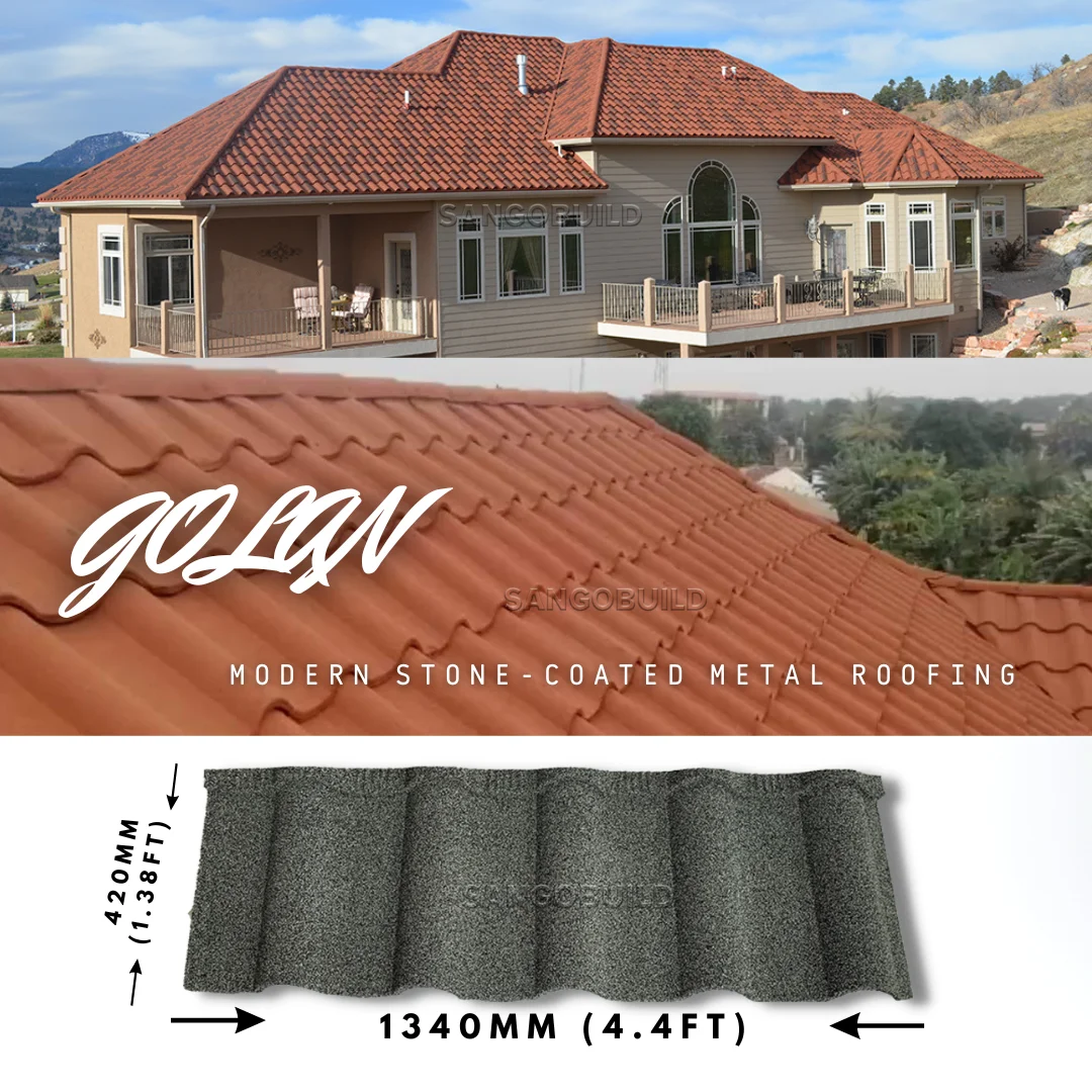 Sangobuild Villa Rooftop Design India Stone Coated Metal Roof Tiles ...