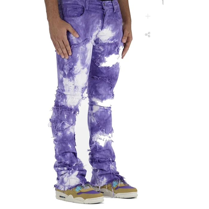 Mens Designer Jeans Pants Letters Print Purple Denim Pants Luxury