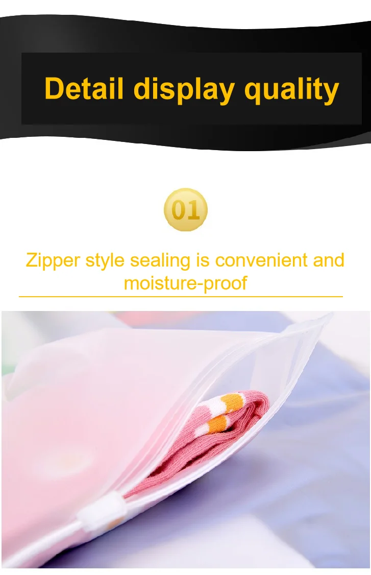 Matte Transparent Zipper Bag, Underwear Clothing Packaging Bag, Children's Clothing Socks, Plastic Self Sealing Bag