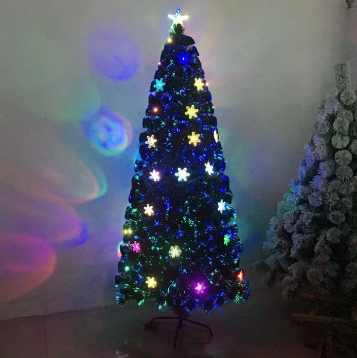 Wholesale New Xmas Ornaments PVC Green Artificial Led Fiber Optic Christmas Tree With Lights