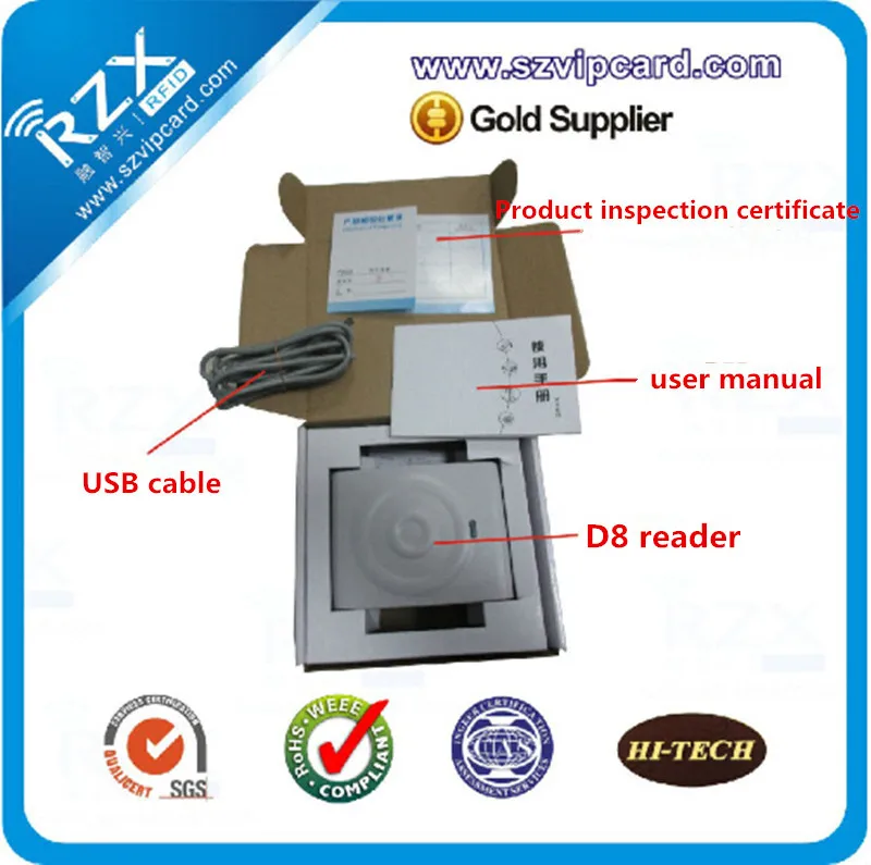 D8 USB Desktop RFID Reader 13.56Mhz Contactless Smart Card Reader ABS Material Free SDK