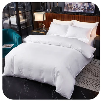 Luxury Hotel White Wholesale 100% Polyester Duvet Cover Fitted Flat Sheet Bedding Set Bedding Sheet Set 4 Piece