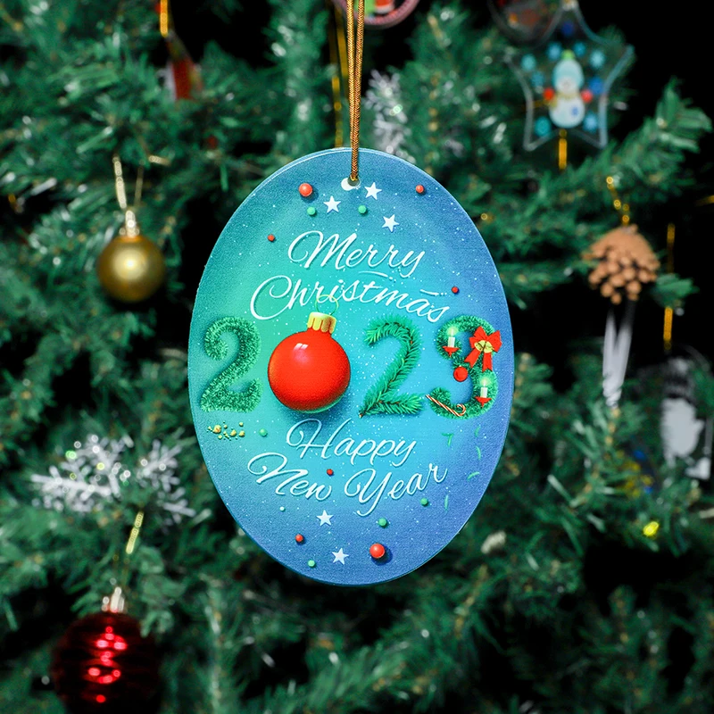 product factory uv printing custom oval merry christmas ornament gifts glass pendant christmas decoration supplier-41