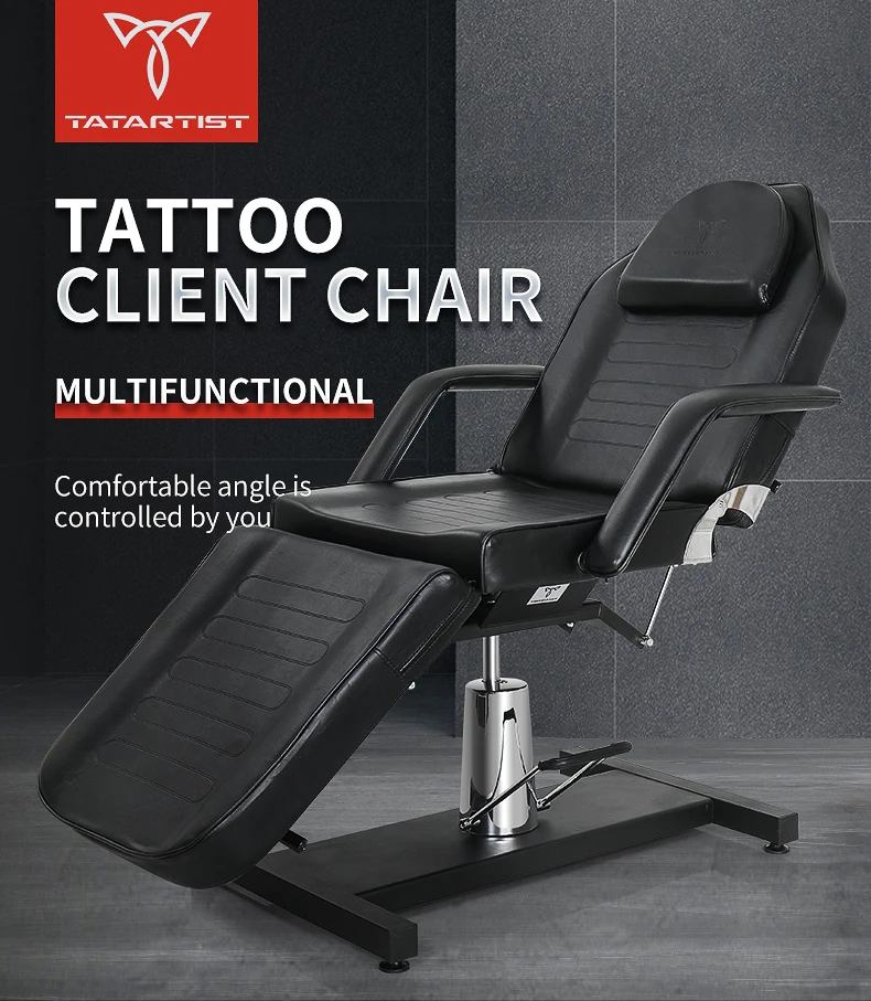 Black Color Hydraulic Tattoo Chair Bed Tattoo Supplies Furniture Beauty