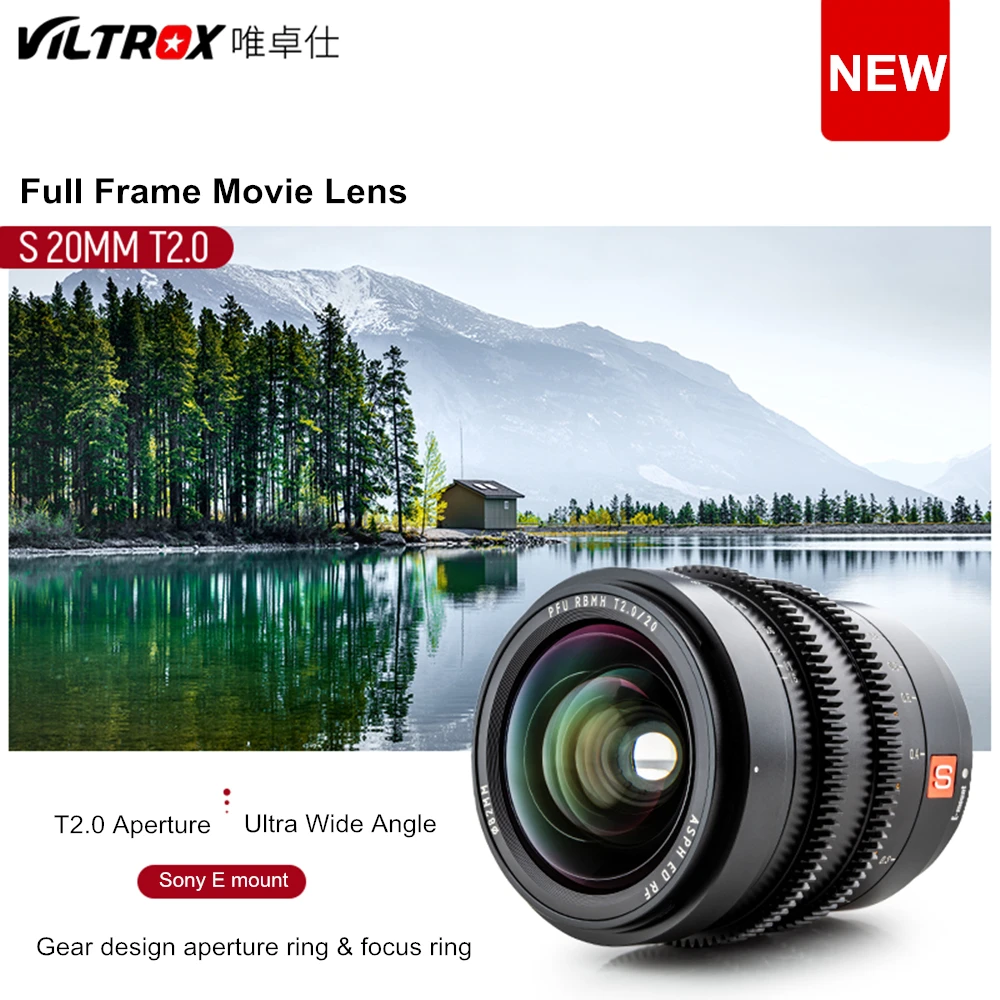 Viltrox S 20mm T2.0 Wide Film Lens Full Frame Prime Cinematic