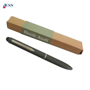 Eco-Friendly Cute Pen Set for School Matte Grey Metal Ball Pen with Custom Logo and Paper Case