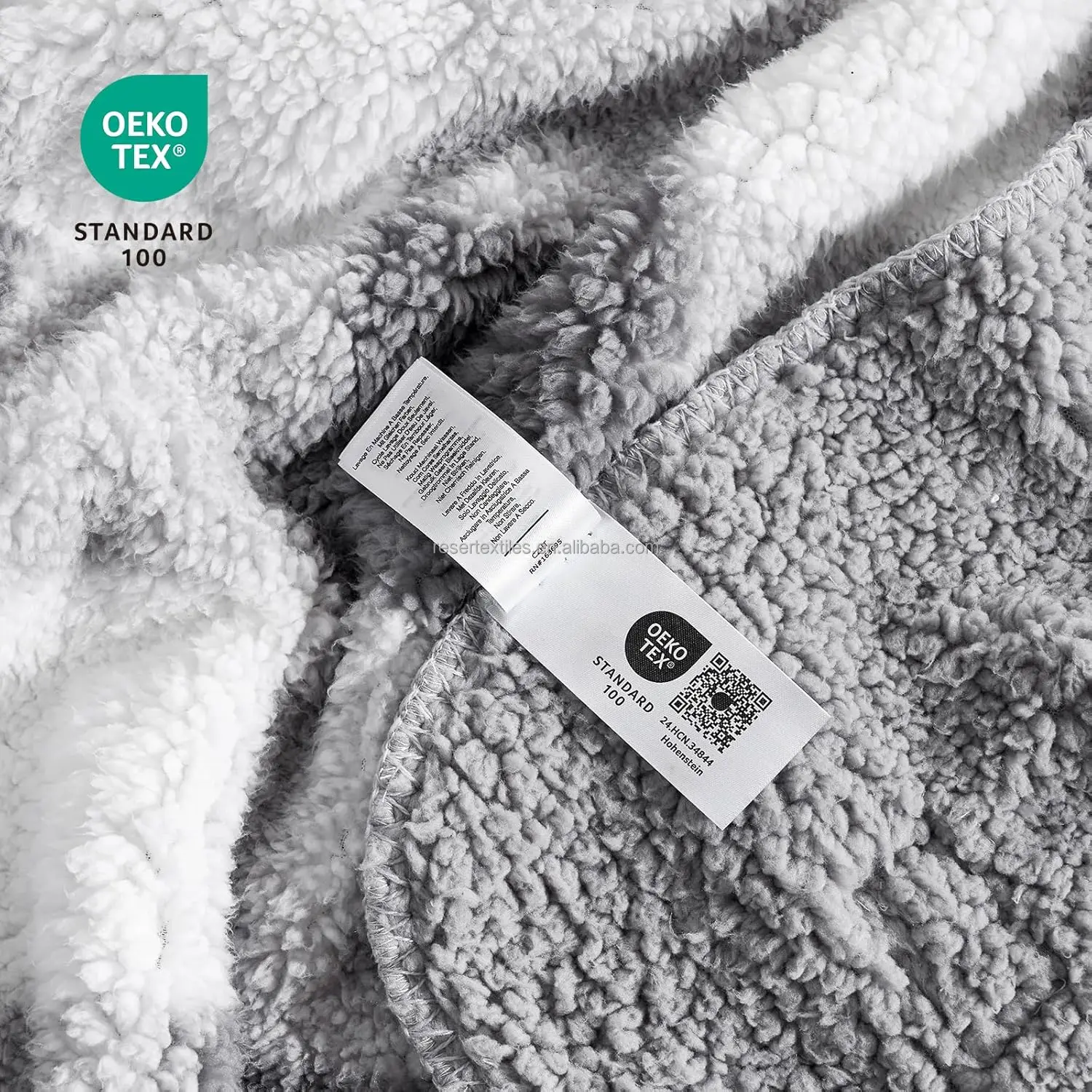 Ultra Soft Double-Sided Sherpa Blanket 100% Polyester Grey Buffalo Plaid Fluffy Thick Warm Plush Throw Winter Knitted Technique