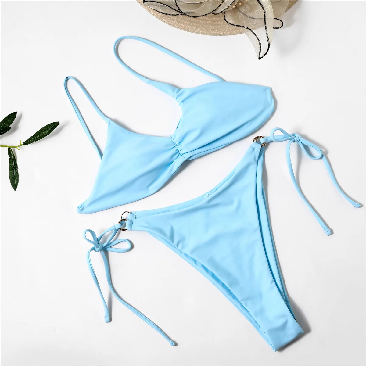 Brazilian String Tie Side Swimsuit Two Pieces Micro Mini Bikini De Chicas Sexis Solid Colors Bikinis Woman Swimwear