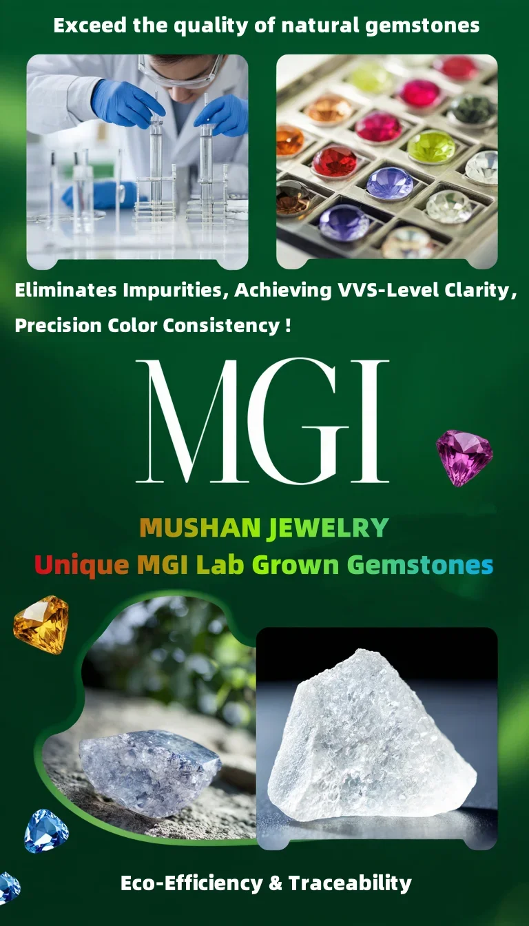 MUSHAN Jewelry Factory MGI Lab Grown Gemstones Emerald Ring Open Adjustable Engagement Bands 925 Sterling Silver Rings Jewelry