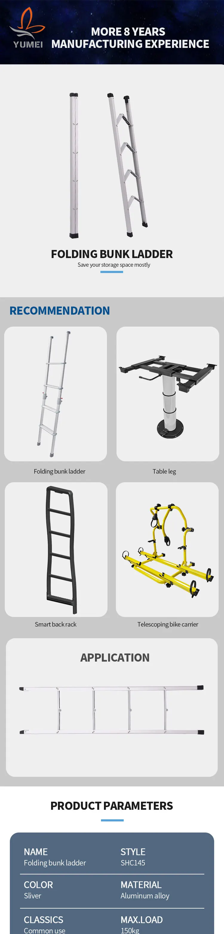 RV Part Accessories - Bunk Folding Ladder for Truck & Trailer - Ideal ...