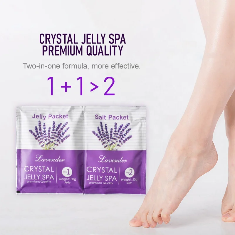 OEM Private Label SPA Relaxing Pure Nature Herbal Lavender Ginger Jelly Feet Soak Pedicure Foot Soak Salts Foot Soaking Powder