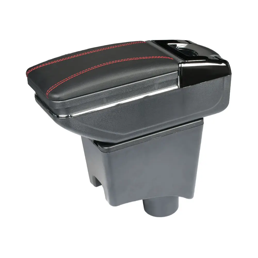 product tiypeor high quality split type absleather car armrest box handmade leather box with red wire-8