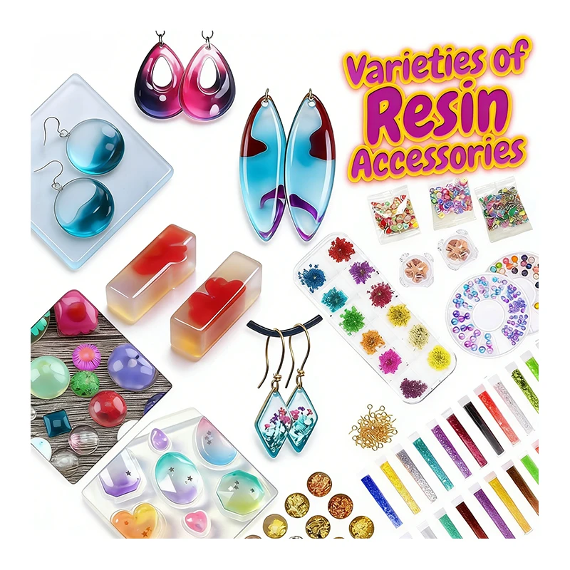 TOYSRUNNER DIY Jewelry Kit Play Resin Crystal Clear Hard UV LED Lamp Silicone Molds Glitter Foil Flowers Pendants Keychains - Image 5